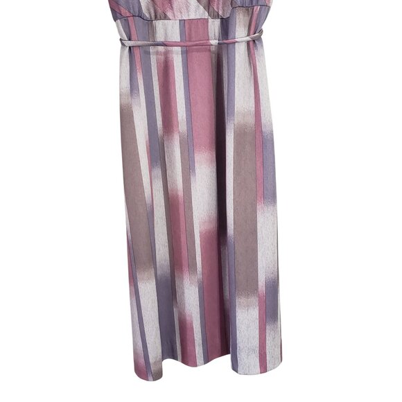 Vintage 70s 80s Womens Striped Midi Dress Bold Party Retro Statement‎ Disco - Picture 4 of 11